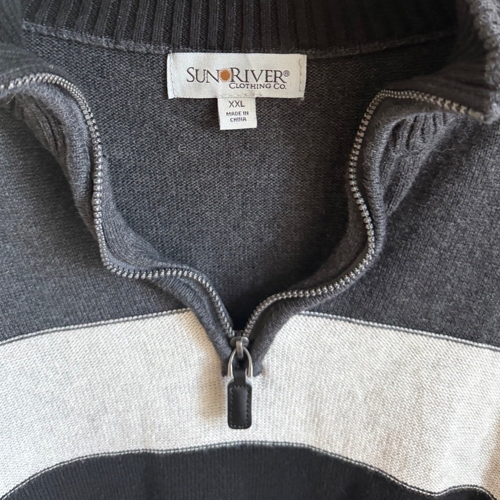 Quiet Luxury 90s Prep Colorblock Quarter Zip Sweater XXL 100%‎ Cotton Sun River - Picture 4 of 5